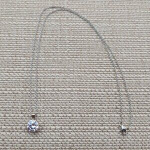 18 Inch Sterling Silver Single Round Cubic Zirconia Gem Necklace A5600